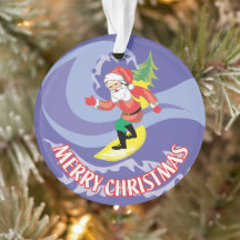 Merry Christmas Surfboarding Santa