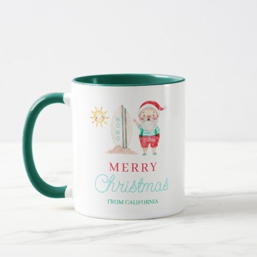 Merry Christmas Surfer Santa Mug