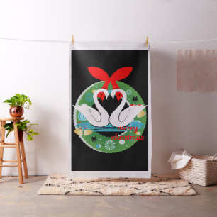 merry christmas swans fabric