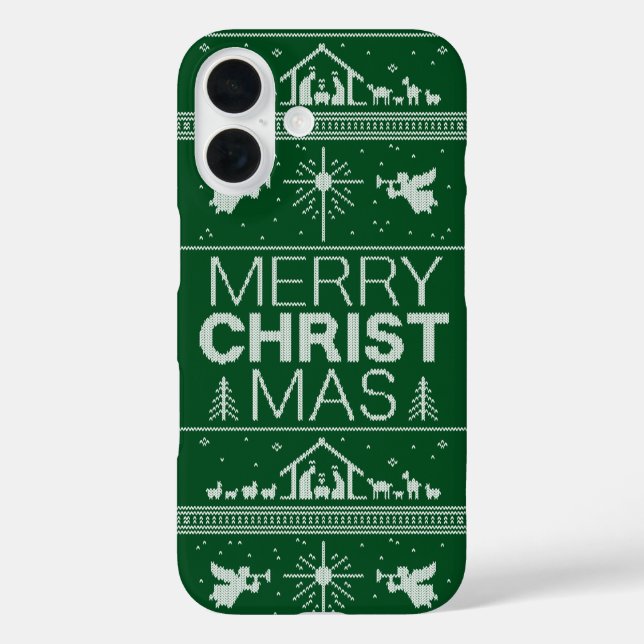 Merry Christmas Sweater Nativity Christian Christ Case-Mate iPhone Case (Back)