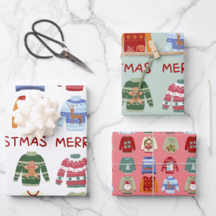 Merry Christmas Sweaters Wrapping Paper Sheets