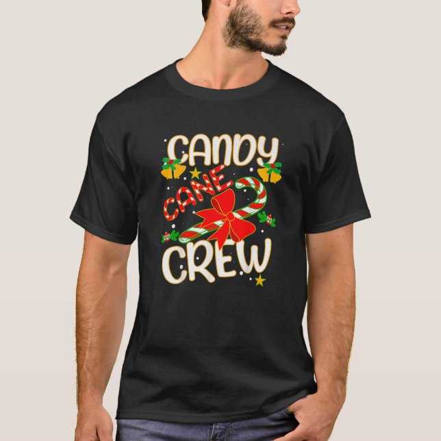 Merry Christmas Sweet Candy Cane Crew Xmas Tree Li T-Shirt (Front)