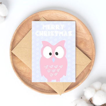 Merry Christmas  -  Sweet Pink Owl