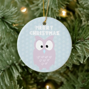 Merry Christmas  -  Sweet Purple Owl Cartoon