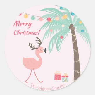 Merry Christmas  -  Sweet Tropical Santa Flamingo 