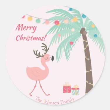 Merry Christmas  -  Sweet Tropical Santa Flamingo 