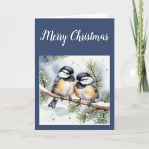 Merry Christmas Sweetheart Cute Chickadee Birds Holiday Card