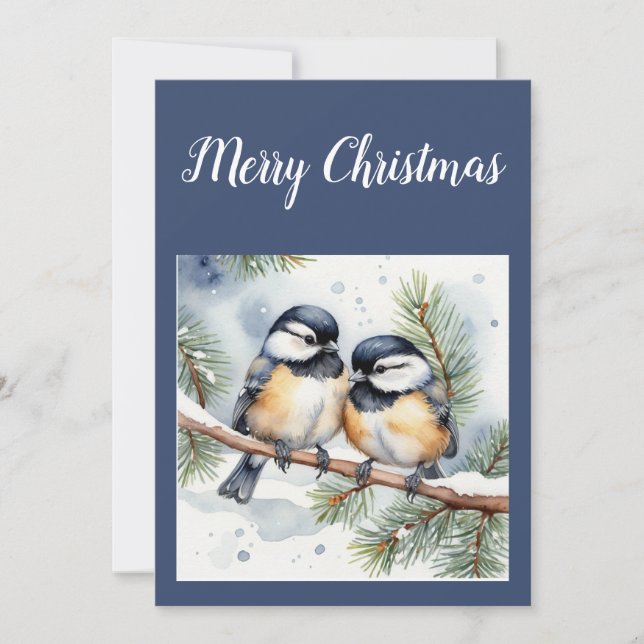 Merry Christmas Sweetheart Cute Chickadee Birds Holiday Card (Front)