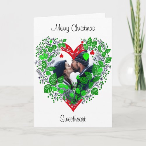 Merry Christmas Sweetheart  Heart Christmas Photo Card