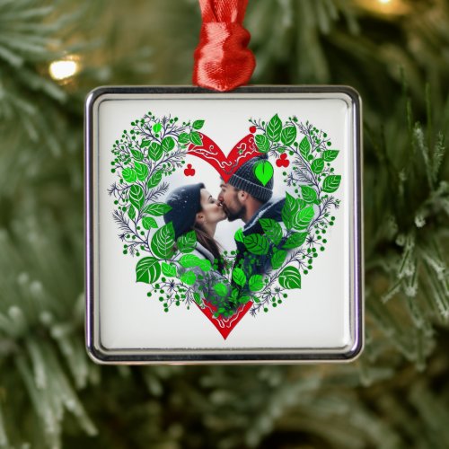 Merry Christmas Sweetheart  Heart Christmas Photo Metal Ornament