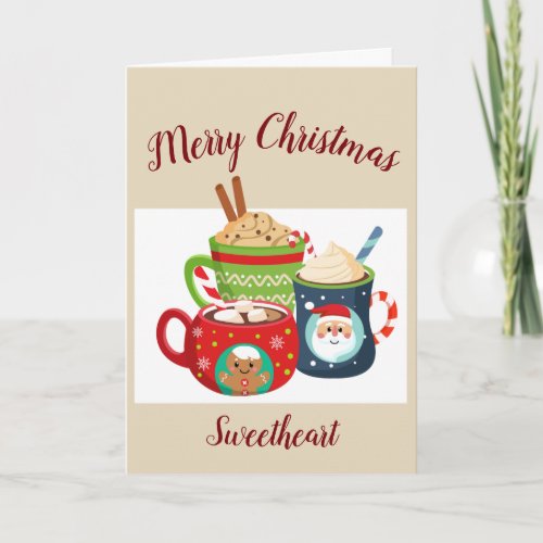 Merry Christmas Sweetheart Love Warm Hot Chocolate Holiday Card