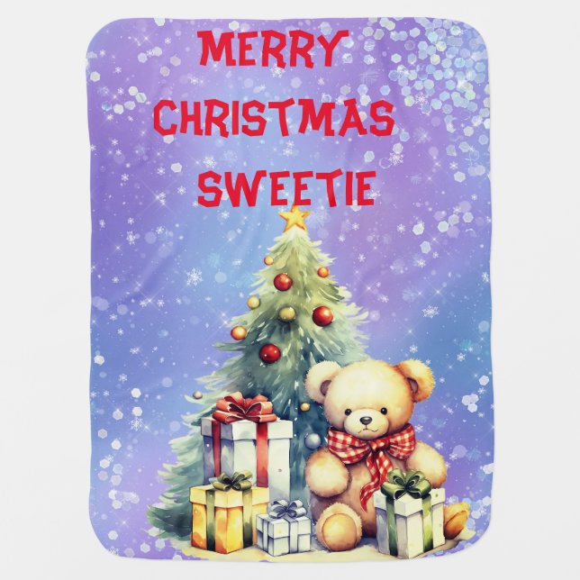 Merry Christmas Sweetie Baby Blanket (Front)