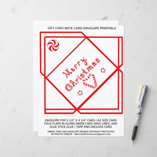 Merry Christmas Swirl Gift Card A2 Envelope paper (Front/Back In Situ)