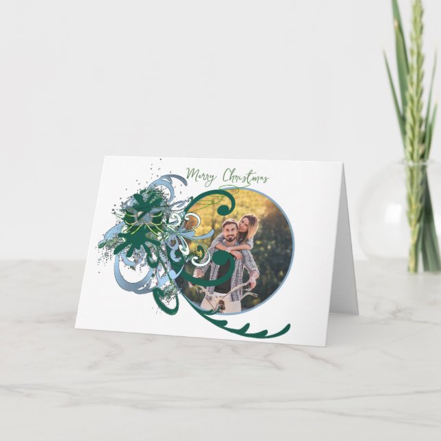 Merry Christmas Swirly Paint Splat... - Holiday Card (Front)