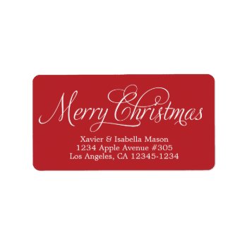 Merry Christmas Swirly Script Label by PinkMoonPaperie at Zazzle