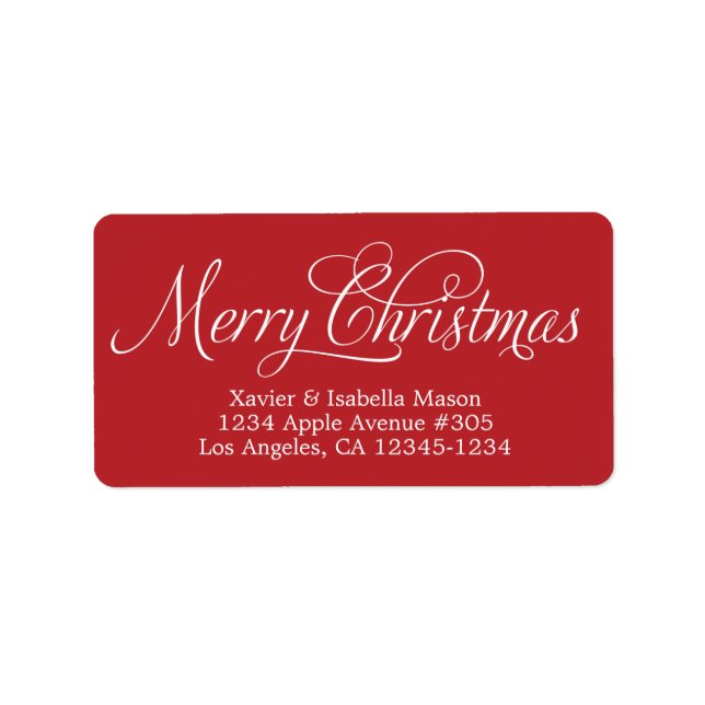Merry Christmas Swirly Script Label (Front)