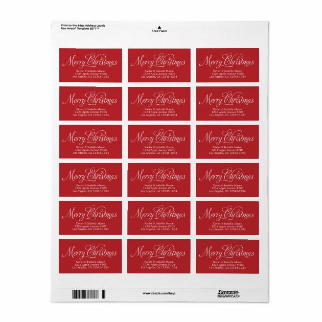 Merry Christmas Swirly Script Label