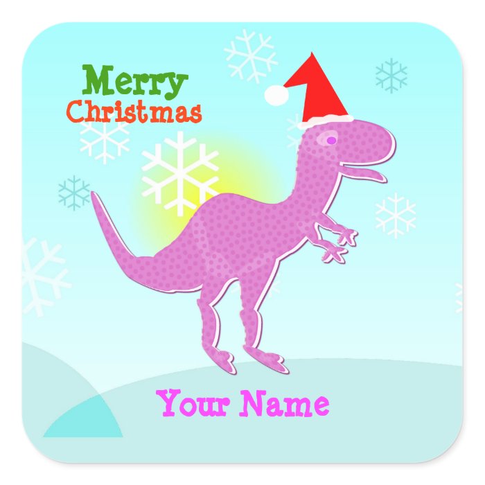 Merry Christmas T Rex Dinosaur Name Stickers