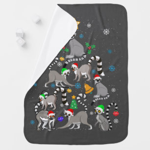 Merry Christmas T-shirt Lemur Christmas Tree Xmas  Baby Blanket