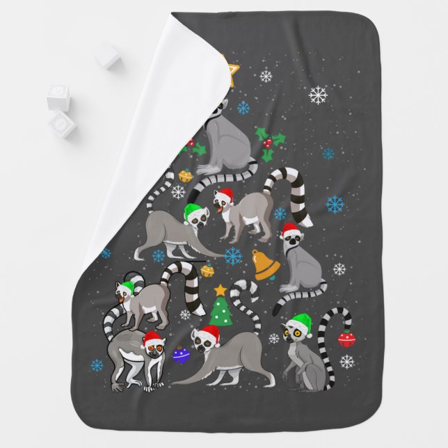 Merry Christmas T-shirt Lemur Christmas Tree Xmas  Baby Blanket (In Situ)