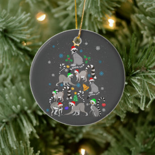 Merry Christmas T-shirt Lemur Christmas Tree Xmas  Ceramic Ornament