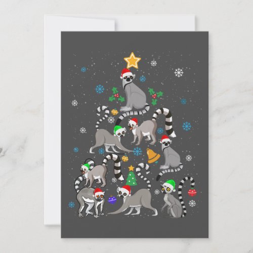 Merry Christmas T_shirt Lemur Christmas Tree Xmas  Holiday Card
