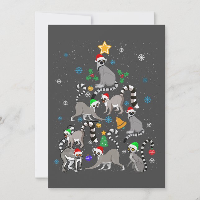 Merry Christmas T-shirt Lemur Christmas Tree Xmas  Invitation (Front)