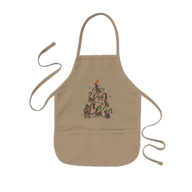 Merry Christmas T-shirt Lemur Christmas Tree Xmas  Kids' Apron (Front)