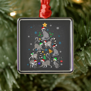 Merry Christmas T-shirt Lemur Christmas Tree Xmas  Metal Ornament