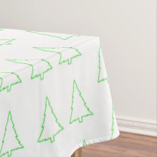 Merry Christmas Tablecloth, Christmas Green Trees  Tablecloth