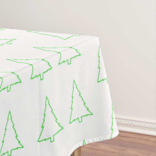 Merry Christmas Tablecloth, Christmas Green Trees  Tablecloth (In Situ)