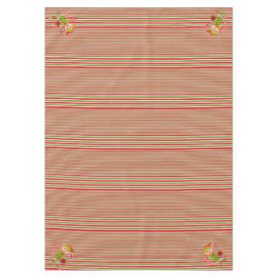 Merry Christmas Tablecloth, Elf Stripe Green Red Tablecloth