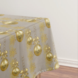Merry Christmas Tablecloth, Gold Balls  Tablecloth