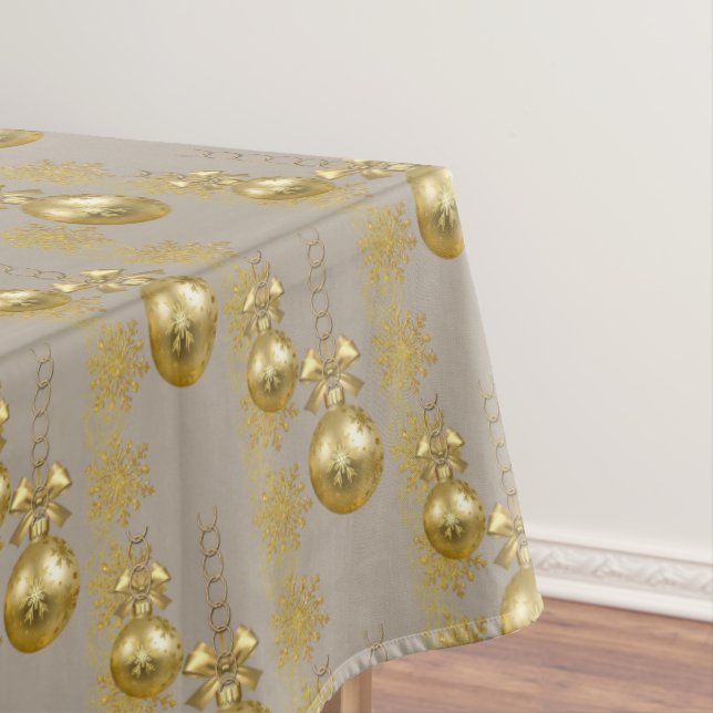 Merry Christmas Tablecloth, Gold Balls  Tablecloth (In Situ)
