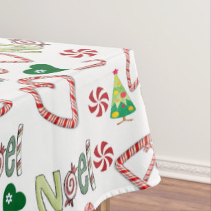 Merry Christmas Tablecloth,  Noel White Tablecloth