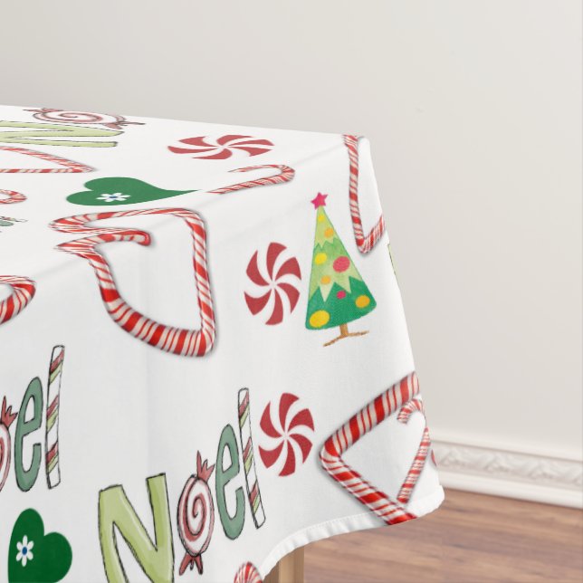 Merry Christmas Tablecloth,  Noel White Tablecloth (In Situ)