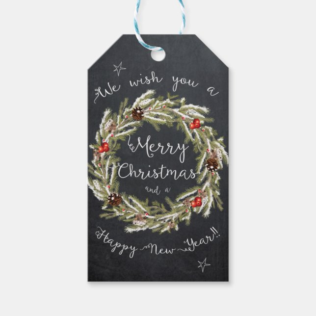 Merry Christmas Tags chalkboard holiday (Front)