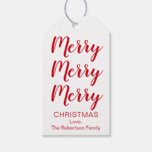 Merry Christmas Tags in Red or Your Color Choice