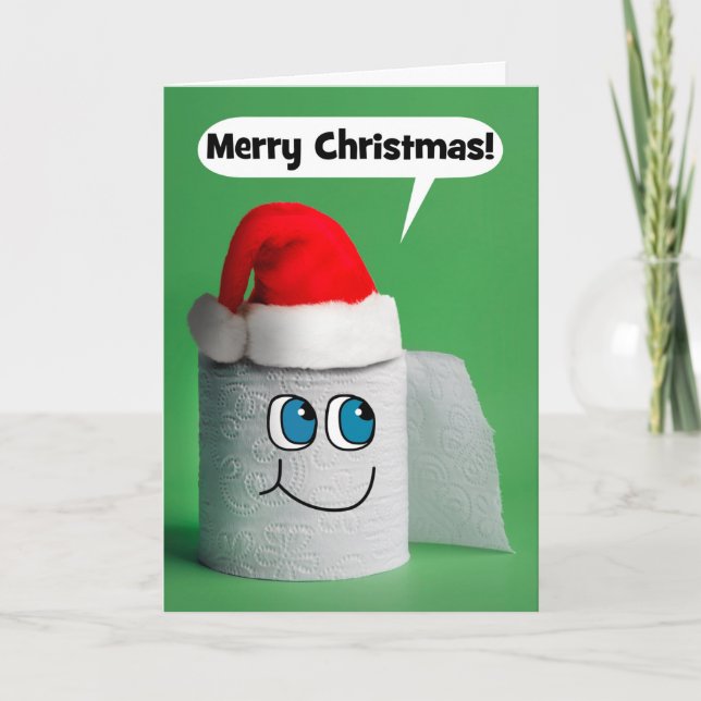 Merry Christmas Talking Roll of Toilet Paper Holiday Card (Front)