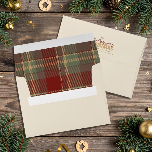 Merry Christmas Tartan Cream ID1141A Envelope (Creator Uploaded)