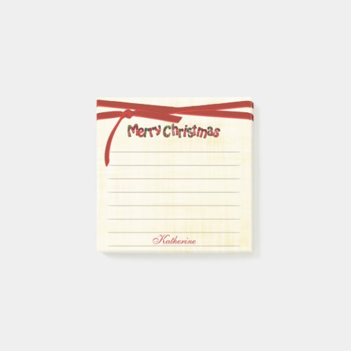 Merry Christmas Tartan Pattern Typography Post_it Notes