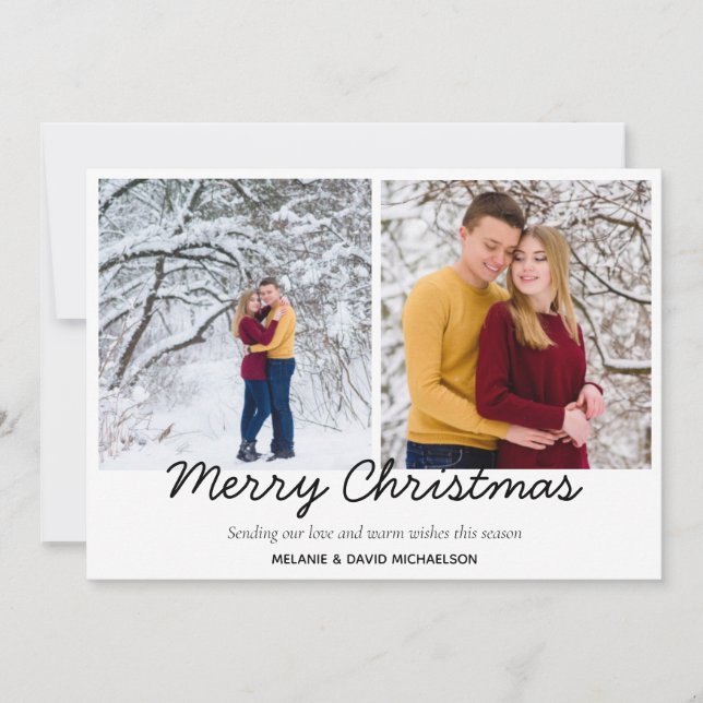 Merry Christmas Tartan Photo Collage Seasonal Holiday Card (Front)