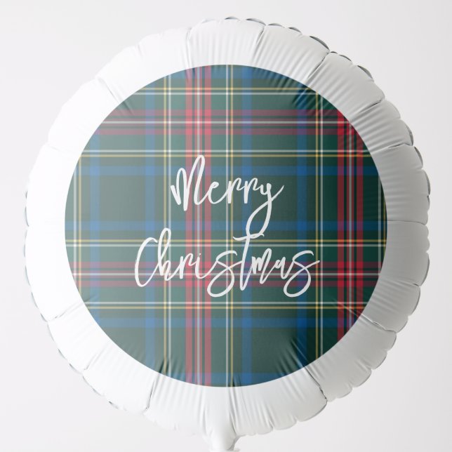 Merry Christmas Tartan Plaid Festive Colorful Fun Balloon (Front)