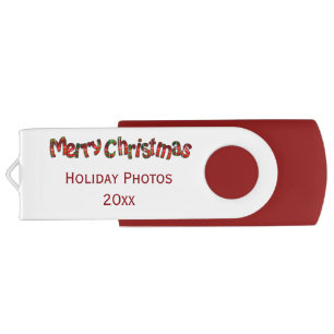 "Merry Christmas" Tartan Typography - Personalize Flash Drive
