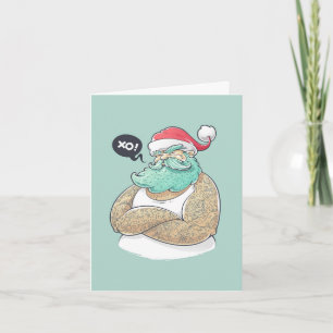 Merry Christmas Tattoo Santa Claus XOXO Holiday Card