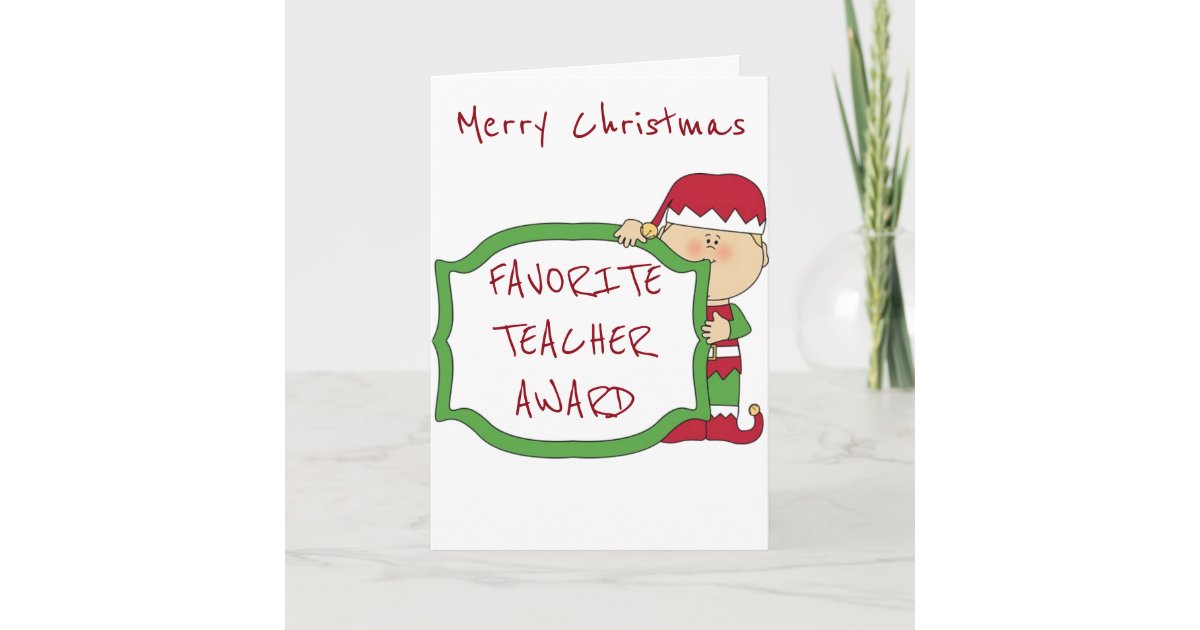 MERRY CHRISTMAS TEACHER AND HIS/HER AWARD HOLIDAY CARD | Zazzle.com