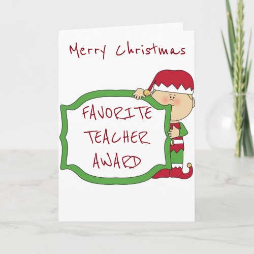 MERRY CHRISTMAS TEACHER AND HISHER AWARD HOLIDAY CARD