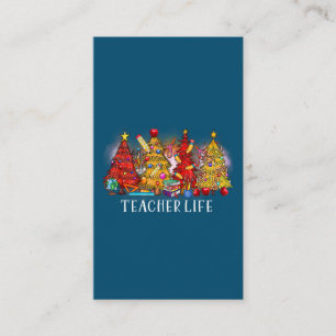 Merry Christmas Teacher Christmas Trees Tie Dye Business Card