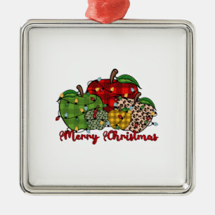 Merry Christmas Teacher Metal Ornament