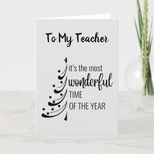 MERRY CHRISTMAS TEACHER WITH THANKS HOLIDAY CARD